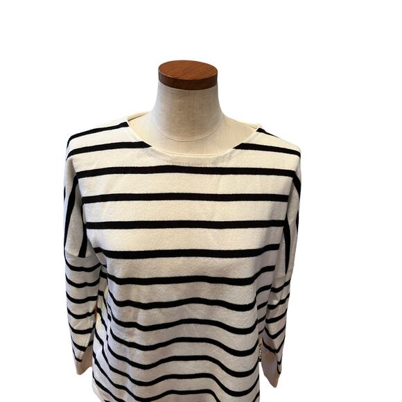 French Connection Oversized Parisian Striped Sweater White Black S - Picture 2 of 6